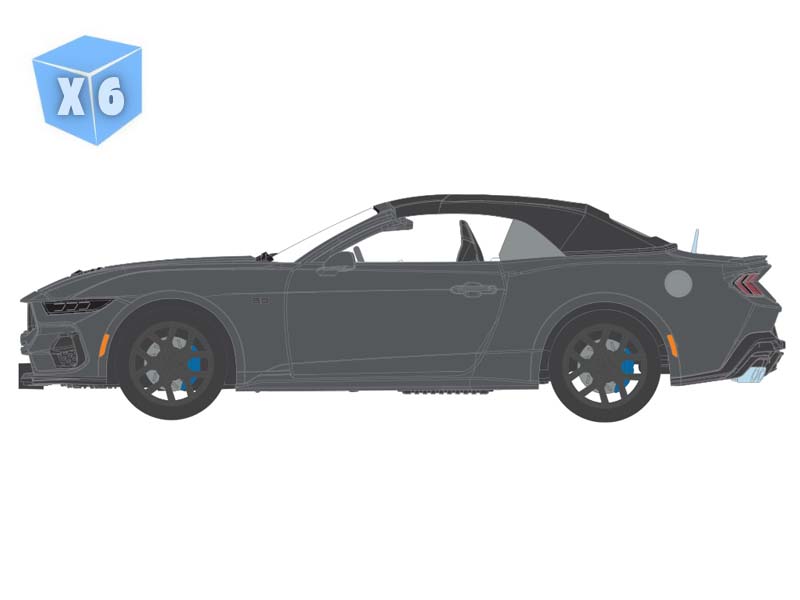 PRE-ORDER - 6 PACK 2024 Ford Mustang GT 5.0 Convertible – Dark Matter Gray (The Mustang Stampede Series 2) Diecast 1:64 Scale Model - Greenlight 125402F