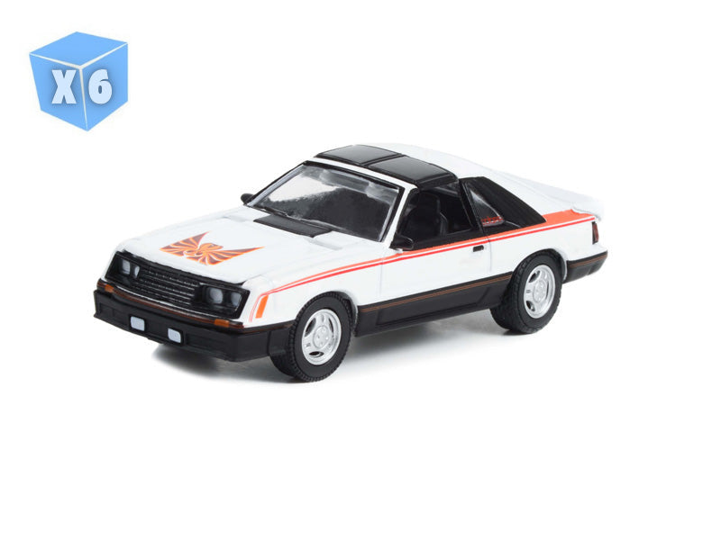 6 PACK 1981 Ford Mustang Cobra - Polar White (GL Muscle Series 27) Diecast 1:64 Scale Model - Greenlight 13320D