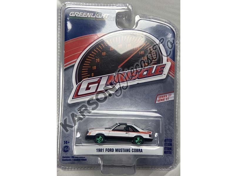 CHASE 1981 Ford Mustang Cobra - Polar White (GL Muscle) Series 27 Diecast 1:64 Scale Model - Greenlight 13320D