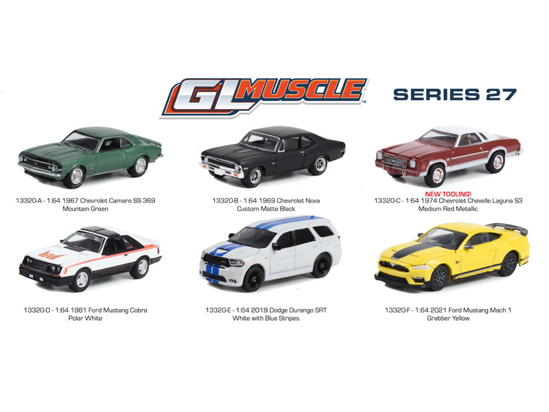 (GL Muscle) Series 27 SET OF 6 - Diecast 1:64 Scale Model Cars - Greenlight 13320