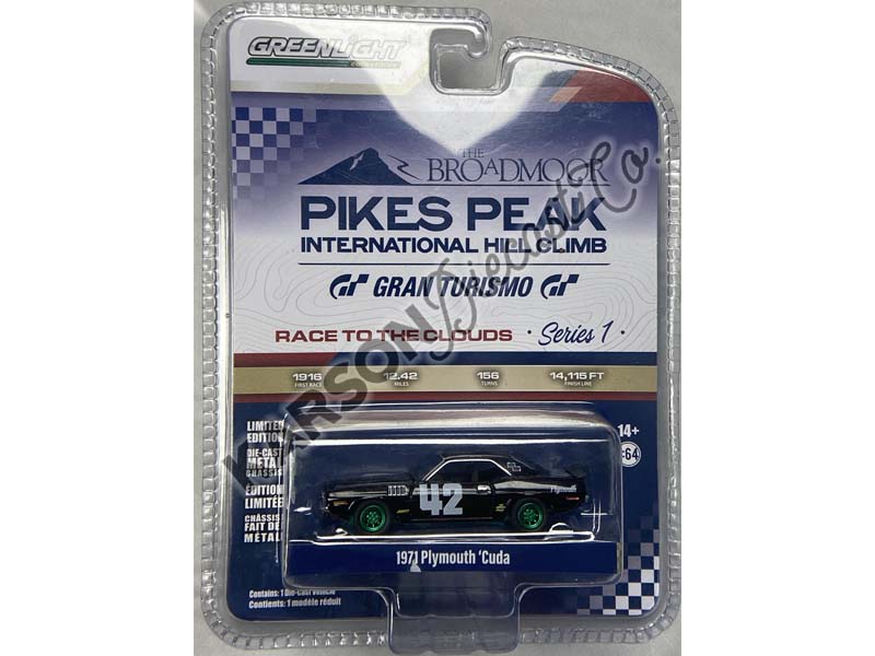 CHASE 1971 Plymouth Hemi ‘Cuda #42 - Jess Neal (Pikes Peak International Hill Climb Series 1) Diecast 1:64 Scale Model - Greenlight 13330D