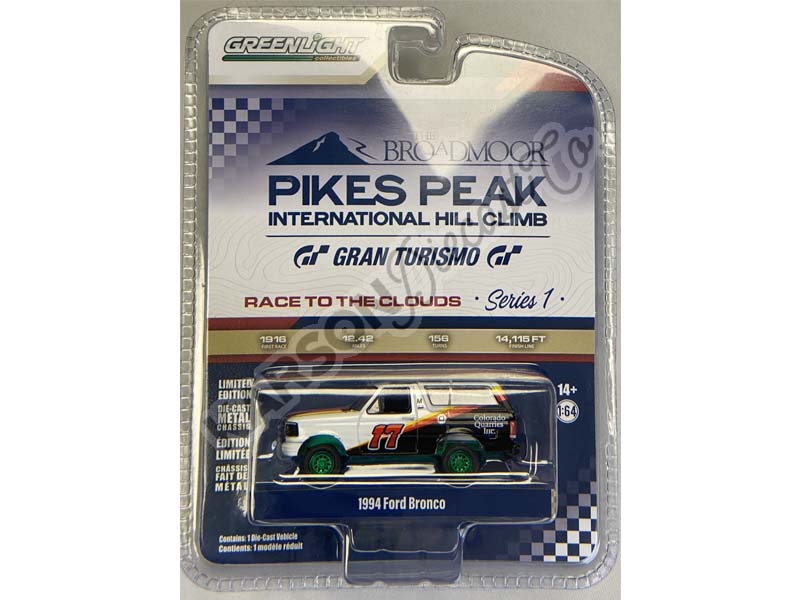 CHASE 1994 Ford Bronco #17 - Jimmy Ford (Pikes Peak International Hill Climb) Series 1 Diecast 1:64 Scale Model - Greenlight 13330F