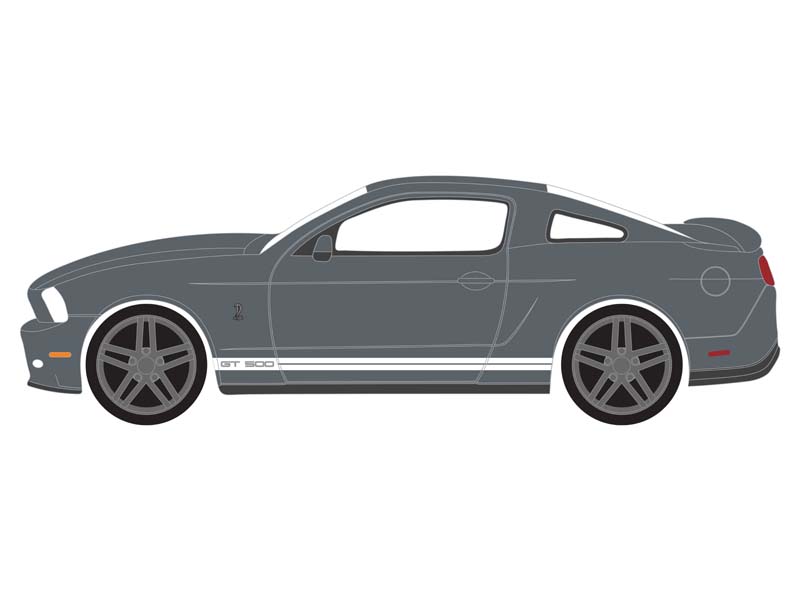2010 Shelby GT500 - Sterling Grey Metallic w/ White Stripes (Mustang Stampede) Series 1 Diecast 1:64 Scale Model - Greenlight 13340D