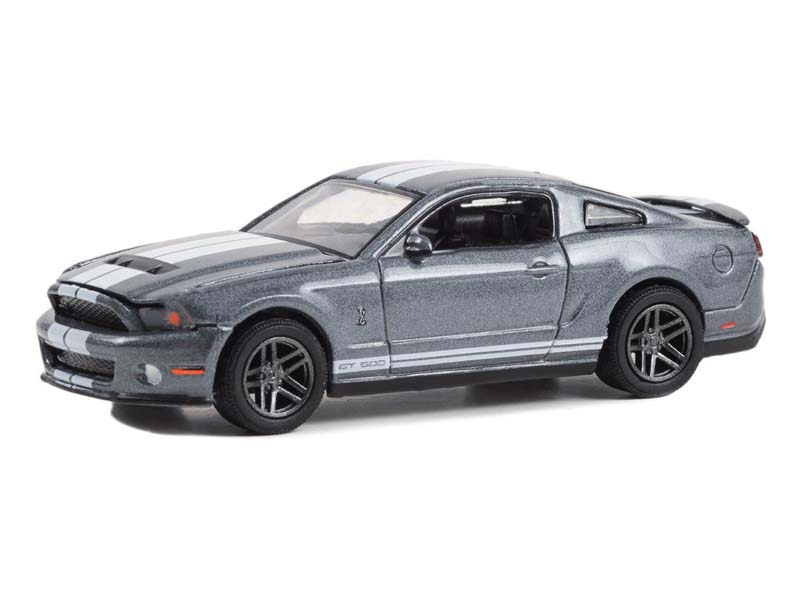 2010 Shelby GT500 - Sterling Grey Metallic w/ White Stripes (Mustang Stampede) Series 1 Diecast 1:64 Scale Model - Greenlight 13340D