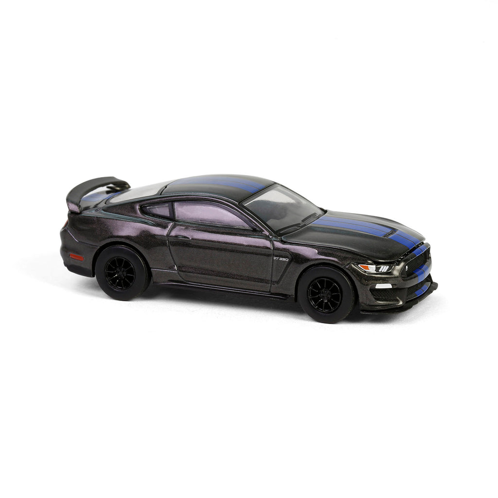 CHROME CHASE 2017 Ford Mustang Shelby GT350 - Magnetic w/ Blue Stripes (GreenLight Muscle Series 29) Diecast 1:64 Scale Model - Greenlight 13360F