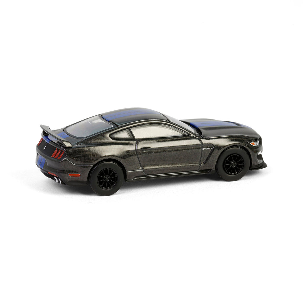 CHROME CHASE 2017 Ford Mustang Shelby GT350 - Magnetic w/ Blue Stripes (GreenLight Muscle Series 29) Diecast 1:64 Scale Model - Greenlight 13360F