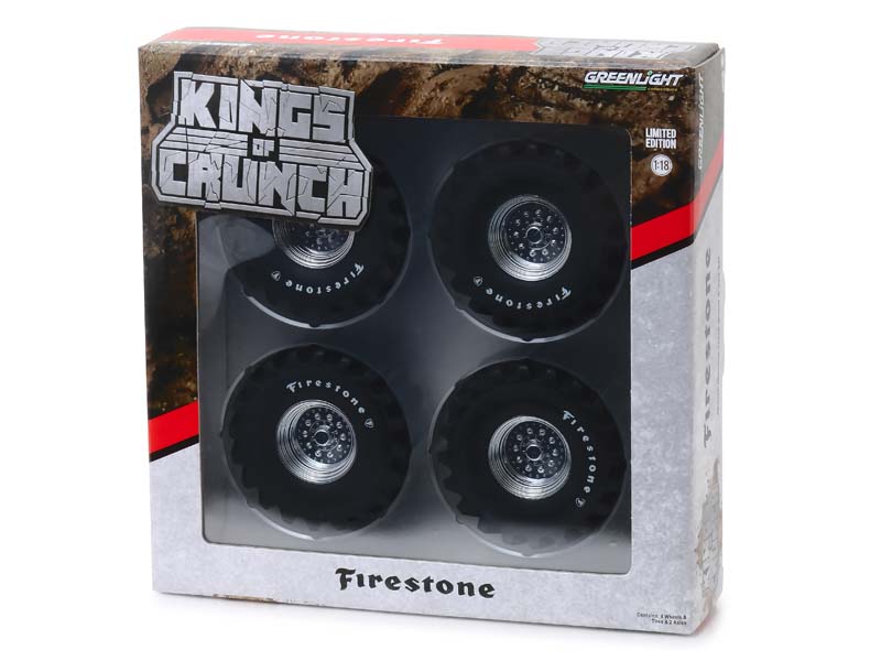 48-Inch Monster Truck Firestone Wheel & Tire Set (Kings of Crunch) Diecast 1:18 Scale Model - Greenlight 13546