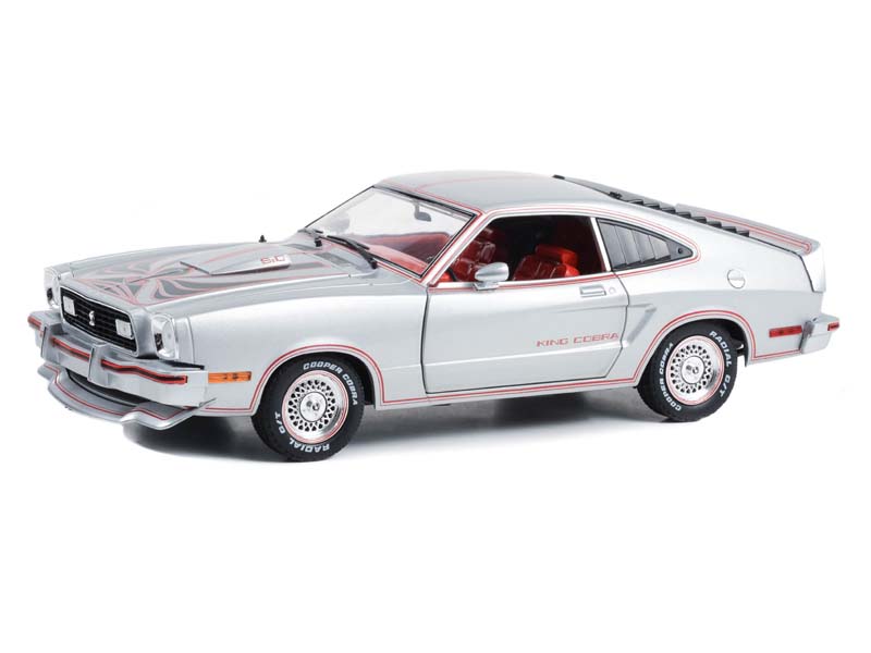PRE-ORDER 1978 Ford Mustang II King Cobra - Silver Metallic w/ Red and Black Stripes Diecast 1:18 Scale Model - Greenlight 13670