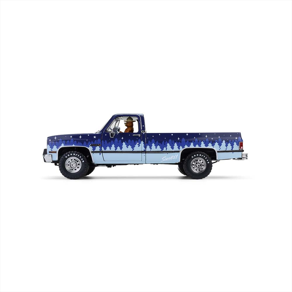 PRE-ORDER 1983 GMC Sierra Classic w/ Smokey Bear Figure - Smokey Bear – Stars & Stripes Special Edition Diecast 1:18 Scale Model - Greenlight 13714
