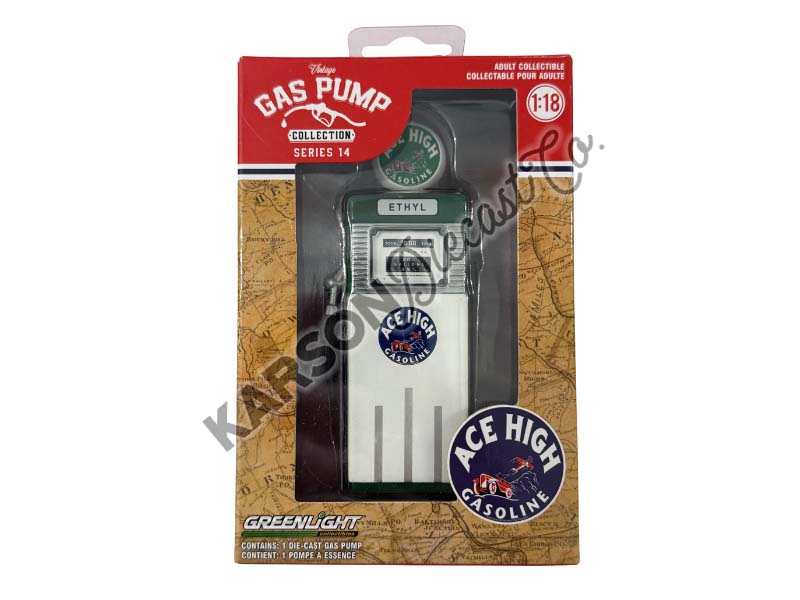 CHASE 1951 Wayne 505 Gas Pump - Ace High Gasoline (Vintage Gas Pumps Series 14) Diecast 1:18 Scale Model - Greenlight 14140B