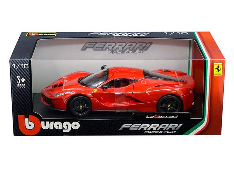 Ferrari LaFerrari F70 Red w/ Black Wheels (Race & Play) Diecast 1:18 Scale Model - Bburago 16001RD