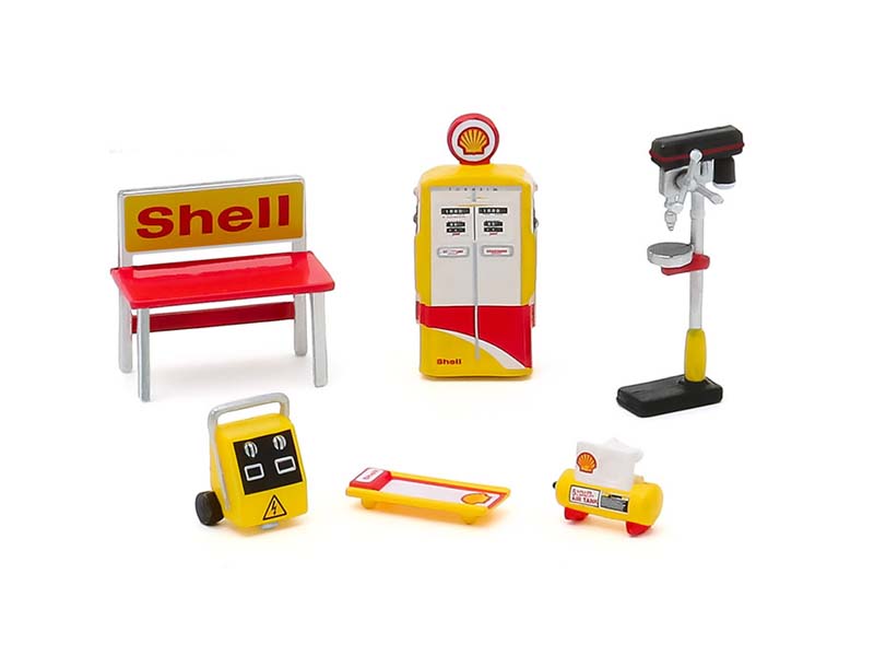 Shell Oil Shop Tools Set (Shop Tool Accessories Series 3) Diecast 1:64 Scale Models - Greenlight 16060C