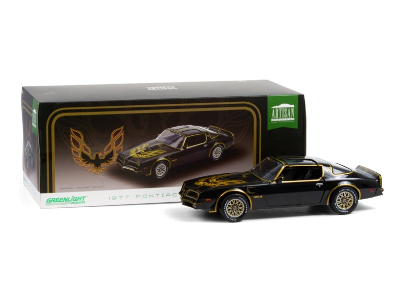 6 PACK 1977 Pontiac Firebird Trans Am Starlite Black w/ Golden Eagle Hood (Artisan Collection) Diecast 1:18 Scale Model - Greenlight 19098