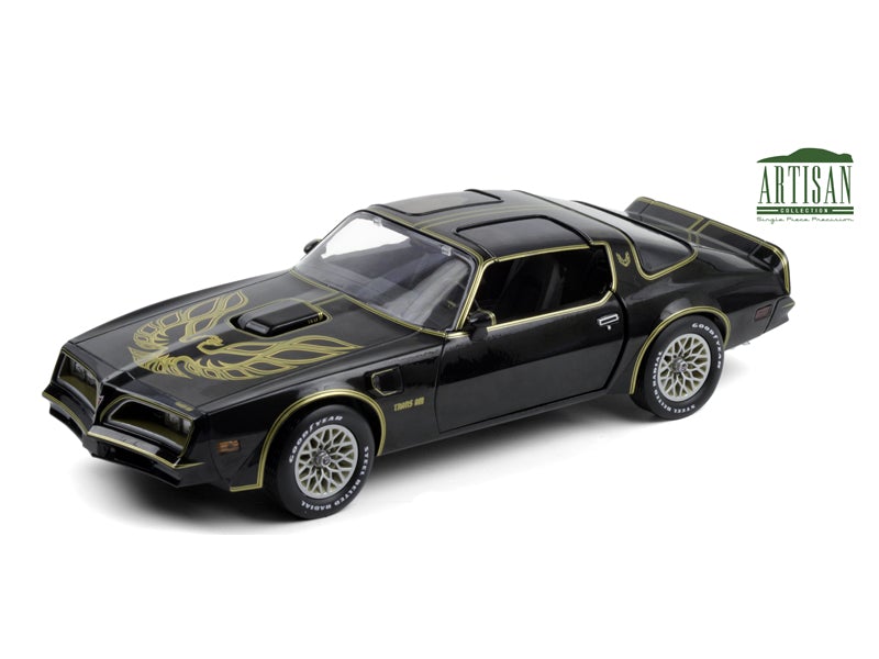 1977 Pontiac Firebird Trans Am Starlite Black w/ Golden Eagle Hood (Artisan Collection) Diecast 1:18 Scale Model - Greenlight 19098