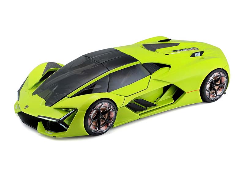 Lamborghini Terzo Millennio Lime Green w/ Black Top and Carbon Accents Diecast 1:24 Scale Model Car - Bburago 21094GRN