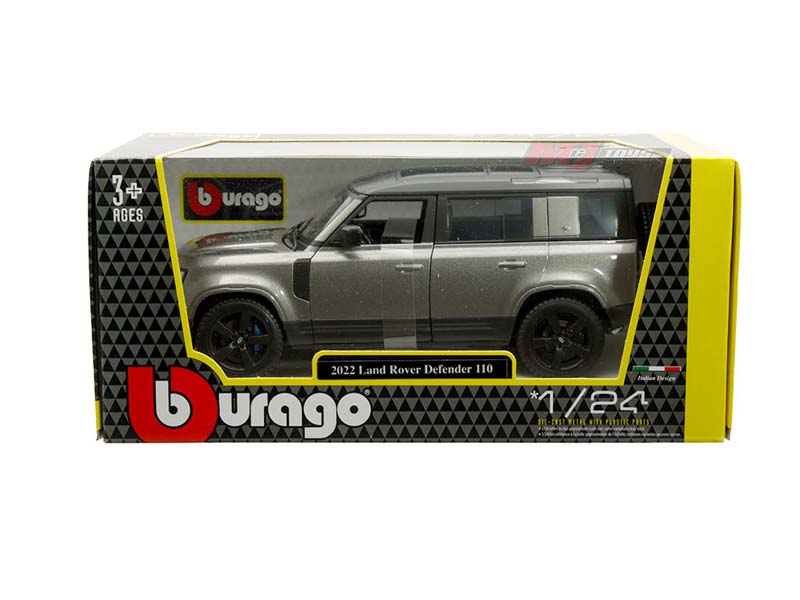 2022 Land Rover Defender 110 – Silver Metallic Diecast 1:24 Scale Model - Bburago 21101SIL