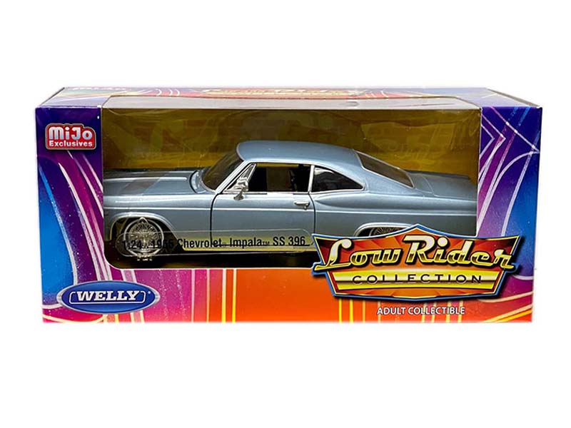 1965 Chevrolet Impala SS 396 Hard Top Light Metallic Blue - (Low Rider Collection) Diecast 1:24 Scale Model Car - Welly 22417LRMBL
