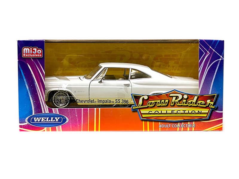 1965 Chevrolet Impala SS 396 Hard Top - White (Low Rider Collection) Diecast 1:24 Scale Model - Welly 22417LRWH