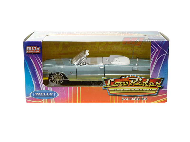 1963 Chevrolet Impala SS Convertible - Blue (Low Rider Collection) Diecast 1:24 Scale Model - Welly 22434LRBL