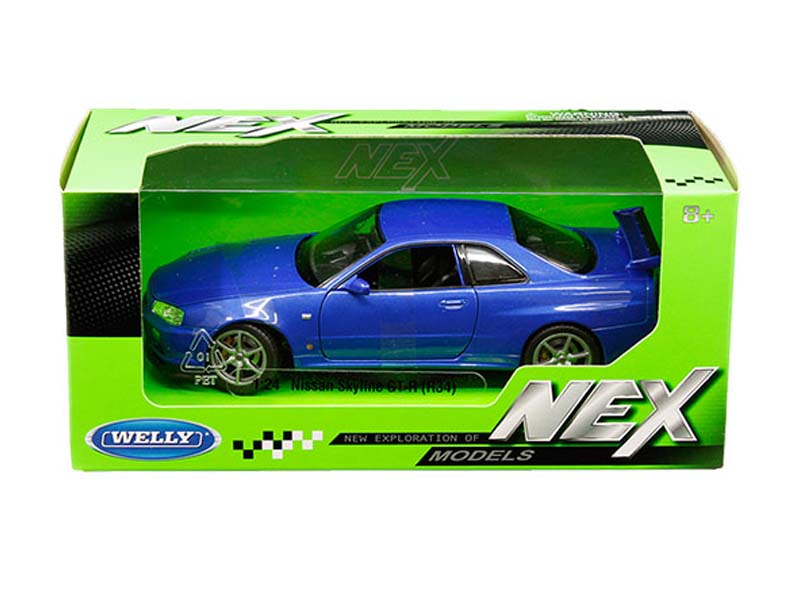 Nissan Skyline GT-R R34 RHD - Blue (NEX) Diecast 1:24 Scale Model - Welly 24108MBL