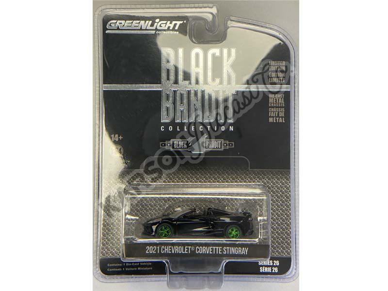 CHASE 2021 Chevrolet Corvette C8 Stingray Convertible (Black Bandit) Series 26 Diecast 1:64 Model - Greenlight 28090D