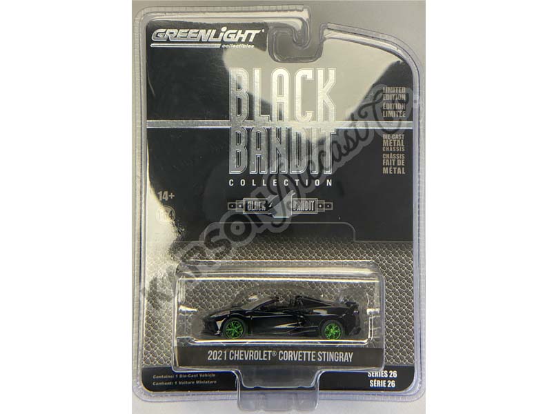 CHASE 2021 Chevrolet Corvette C8 Stingray Convertible (Black Bandit) Series 26 Diecast 1:64 Model - Greenlight 28090D