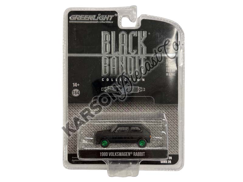 CHASE 1980 Volkswagen Rabbit Widebody - Black Bandit Racing (Black Bandit Series 28) Diecast 1:64 Scale Model - Greenlight 28130C