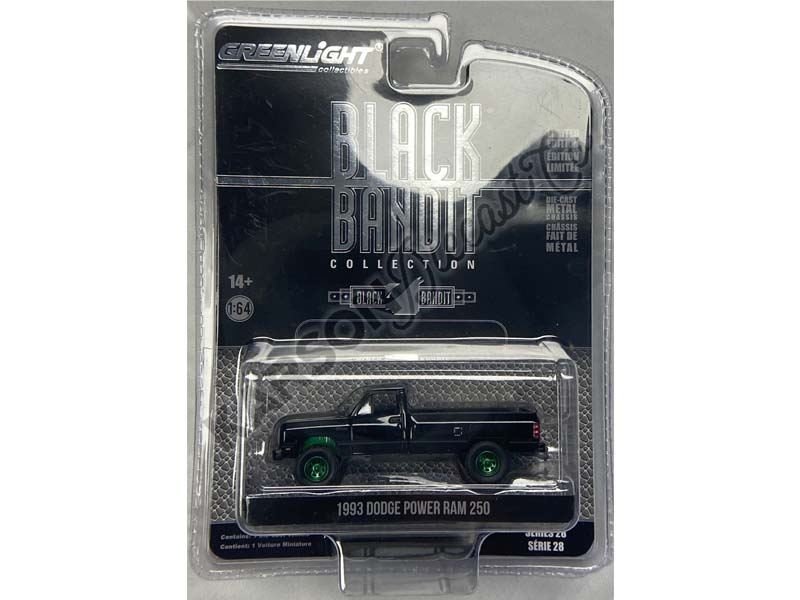 CHASE 1993 Dodge Power Ram 250 4x4 Lifted (Black Bandit) Series 28 Diecast 1:64 Scale Models - Greenlight 28130D