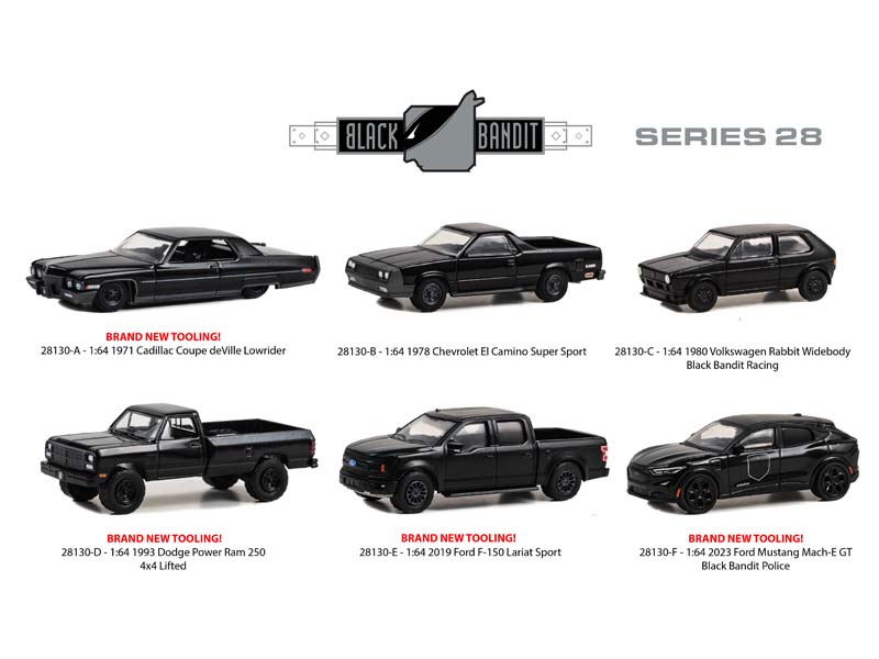 (Black Bandit) Series 28 SET OF 6 Diecast 1:64 Scale Models - Greenlight 28130