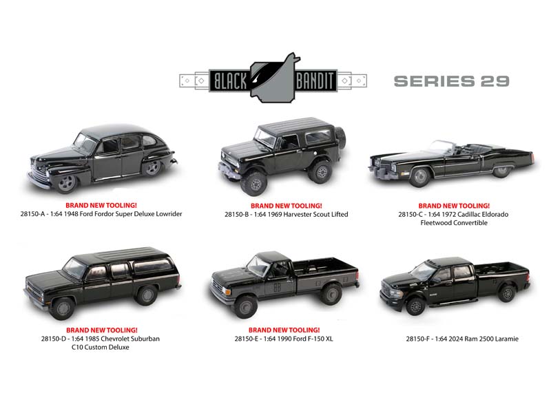PRE-ORDER (Black Bandit Series 29) SET OF 6 Diecast 1:64 Scale Models - Greenlight 28150
