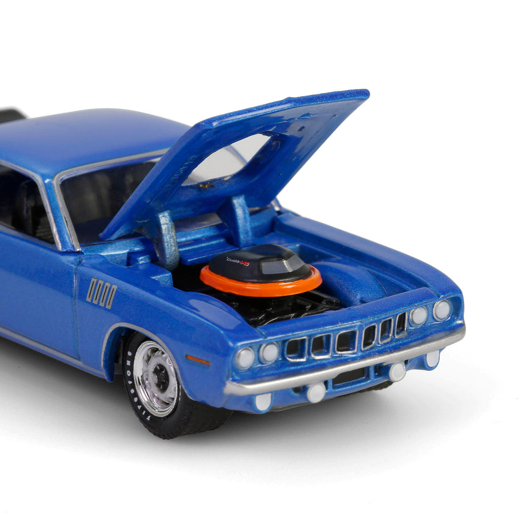 1971 Plymouth 'Cuda 440 6bbl Shaker - B5 Blue (Anniversary Collection Series 17) Diecast 1:64 Scale Model - Greenlight 28160D