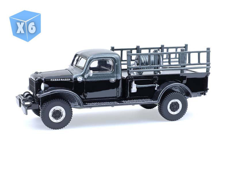 6 PACK 1946 Dodge Power Wagon Fire Truck (Black Bandit Series 30) Diecast 1:64 Scale Model - Greenlight 28170C