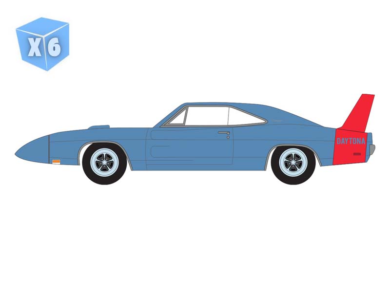 PRE-ORDER - 6 PACK 1969 Dodge Charger Daytona (Anniversary Collection Series 18 – America 250 Edition) Diecast 1:64 Scale Model - Greenlight 28180F