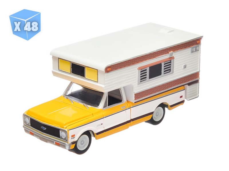 PRE-ORDER - 48 PACK Chevrolet C20 Yellow Two-Tone - w/ Large Camper Diecast 1:64 Scale Model - Greenlight 29765