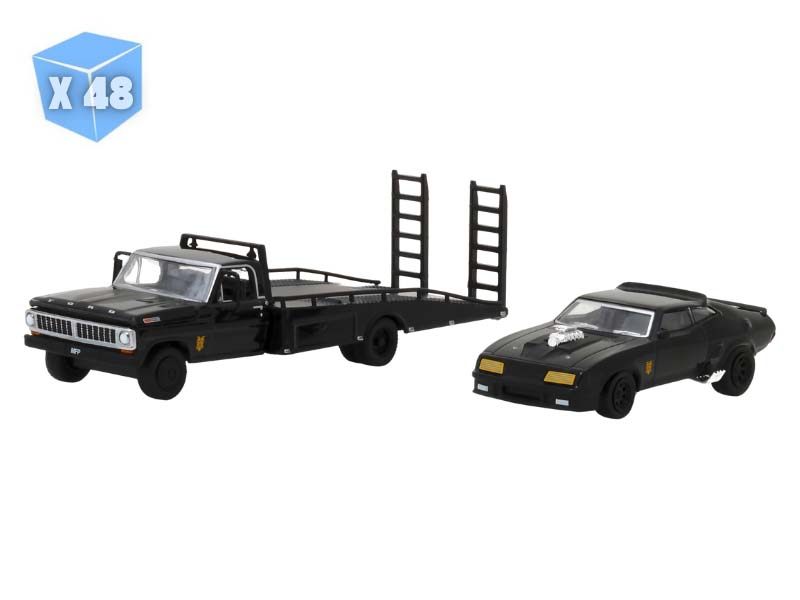 PRE-ORDER - 48 PACK 1972 Ford F-350 Ramp Truck w/ Last of the V8 Interceptors 1973 Ford Falcon XB Diecast 1:64 Scale Model - Greenlight 29925