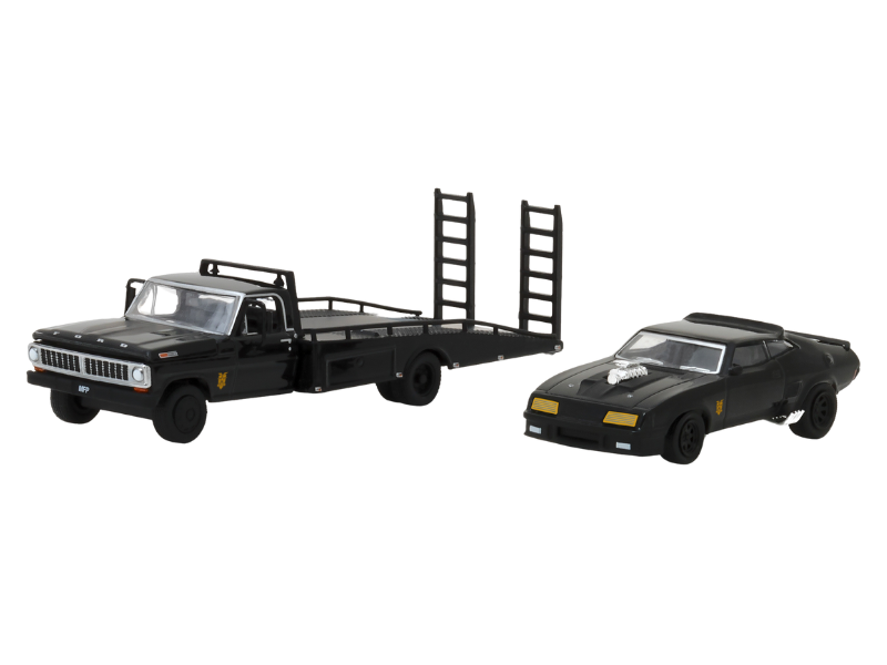 PRE-ORDER 1972 Ford F-350 Ramp Truck w/ Last of the V8 Interceptors 1973 Ford Falcon XB Diecast 1:64 Scale Model - Greenlight 29925