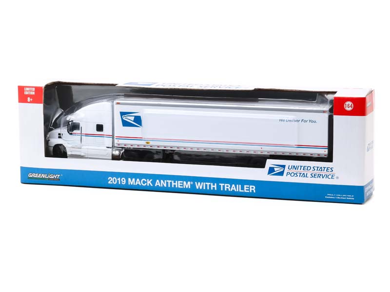 2019 Mack Anthem w/ Trailer United States Postal Service USPS (Hobby Exclusive) Diecast 1:64 Scale Model - Greenlight 30090
