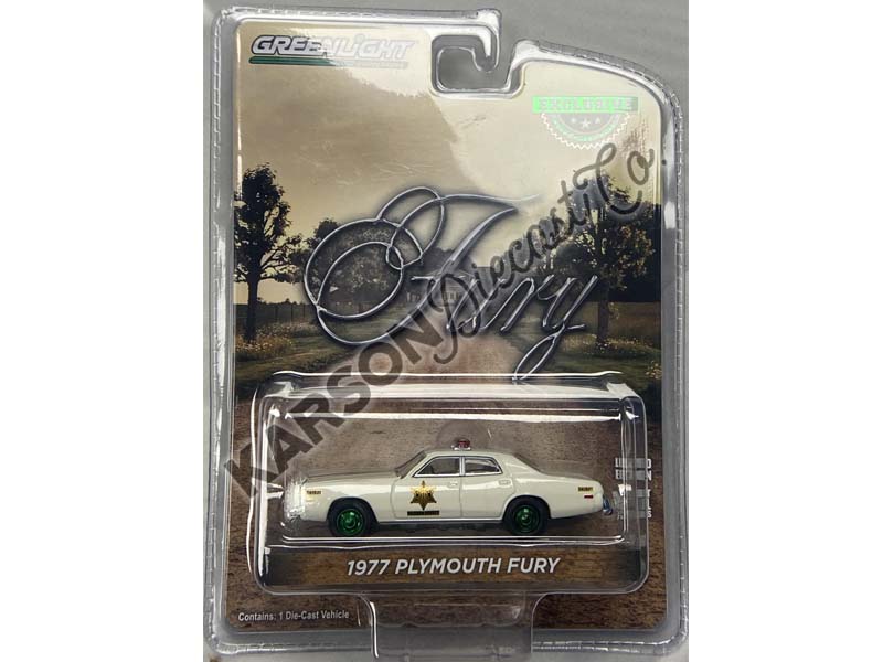 CHASE 1977 Plymouth Fury Cream - Hazzard County Sheriff (Hobby Exclusive) Diecast 1:64 Scale Model - Greenlight 30110