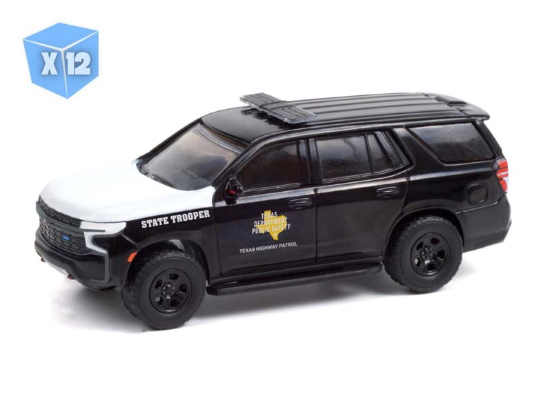 PRE-ORDER - 12 PACK 2021 Chevrolet Tahoe Police Pursuit Vehicle Texas Highway Patrol Diecast 1:64 Scale Model - Greenlight 30235