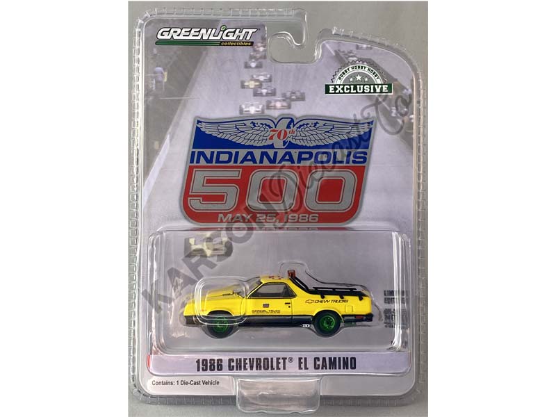 CHASE 1986 Chevrolet El Camino SS 70th Annual Indianapolis 500 Mile Race Official Truck (Hobby Exclusive) Diecast 1:64 Scale Model - Greenlight 30311