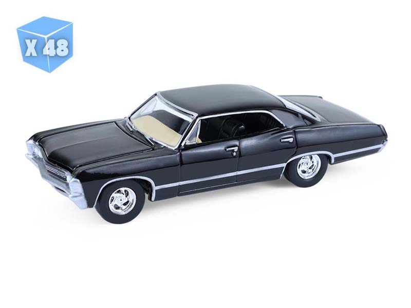 PRE-ORDER - 48 PACK 1967 Chevrolet Impala Sport Sedan Tuxedo Black Diecast 1:64 Scale Model - Greenlight 30333
