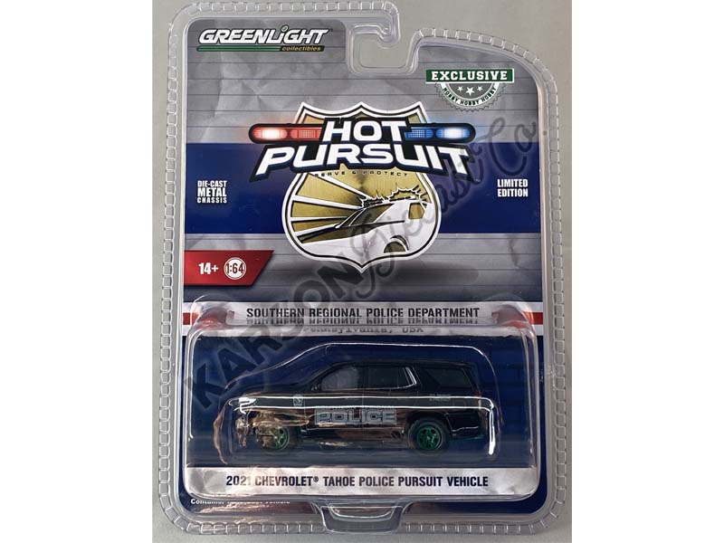 CHASE 2021 Chevrolet Tahoe Police Pursuit Vehicle (PPV) - Pennsylvania Police Department (Hot Pursuit) 1:64 Scale Model - Greenlight 30342