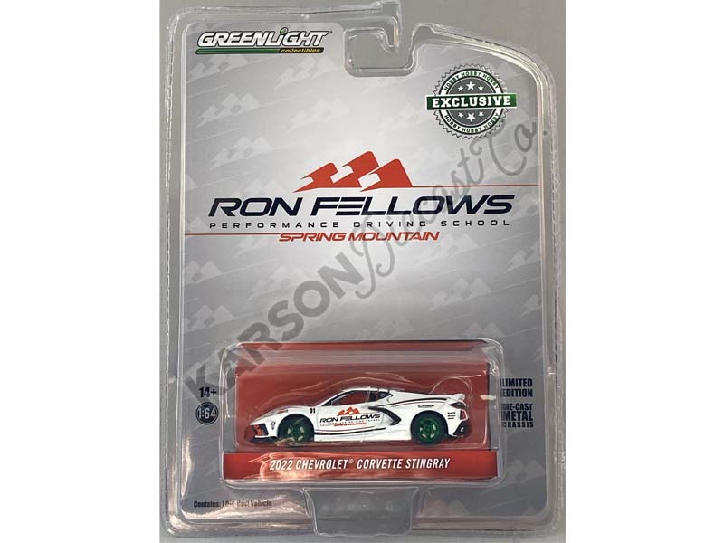 CHASE 2022 Chevrolet Corvette C8 Stingray Coupe - Ron Fellows Performance Driving School (Hobby Exclusive) Diecast 1:64 Scale Model - Greenlight 30367