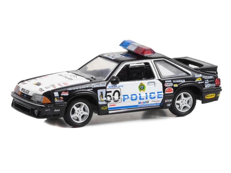 1993 Ford Mustang LX - Edmonton Police Canada - Blue Line Racing 25 Years (Hobby Exclusive) Diecast 1:64 Scale Model - Greenlight 30368