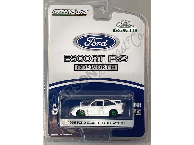 CHASE 1995 Ford Escort RS Cosworth - Diamond White (Hobby Exclusive) Diecast 1:64 Scale Model Car - Greenlight 30379