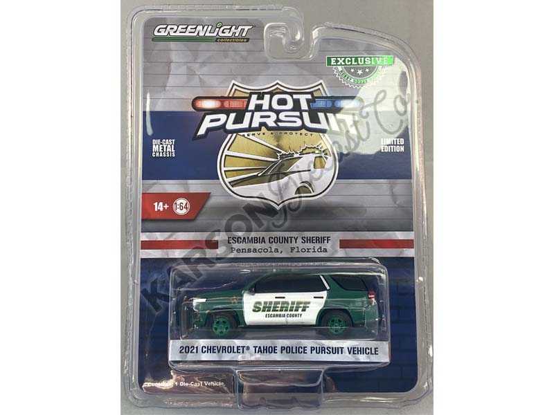CHASE 2021 Chevrolet Tahoe Police (PPV) - Escambia County Sheriff Florida Hot Pursuit (Hobby Exclusive) Diecast 1:64 Scale Model - Greenlight 30381
