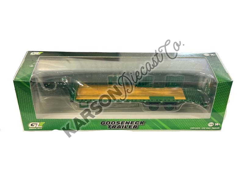 CHASE Gooseneck Trailer - Black w/ Red and White Conspicuity Stripes Diecast 1:64 Scale Model - Greenlight 30390