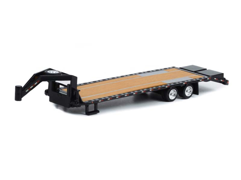 Gooseneck Trailer - Black w/ Red and White Conspicuity Stripes - (Hobby Exclusive) Diecast 1:64 Model - Greenlight 30390