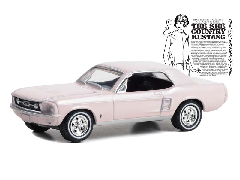 PRE-ORDER 1967 Ford Mustang Coupe - She Country Special Bill Goodro Ford Colorado - Bermuda Sand (Hobby Exclusive) Diecast 1:64 Scale Model - Greenlight 30427