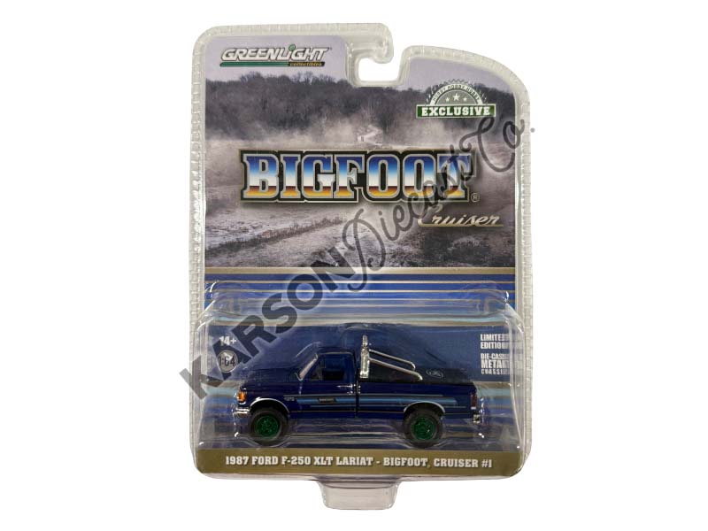 CHASE 1987 Ford F-250 XLT Lariat - Bigfoot Cruiser #1 Collaboration Diecast 1:64 Scale Model - Greenlight 30433